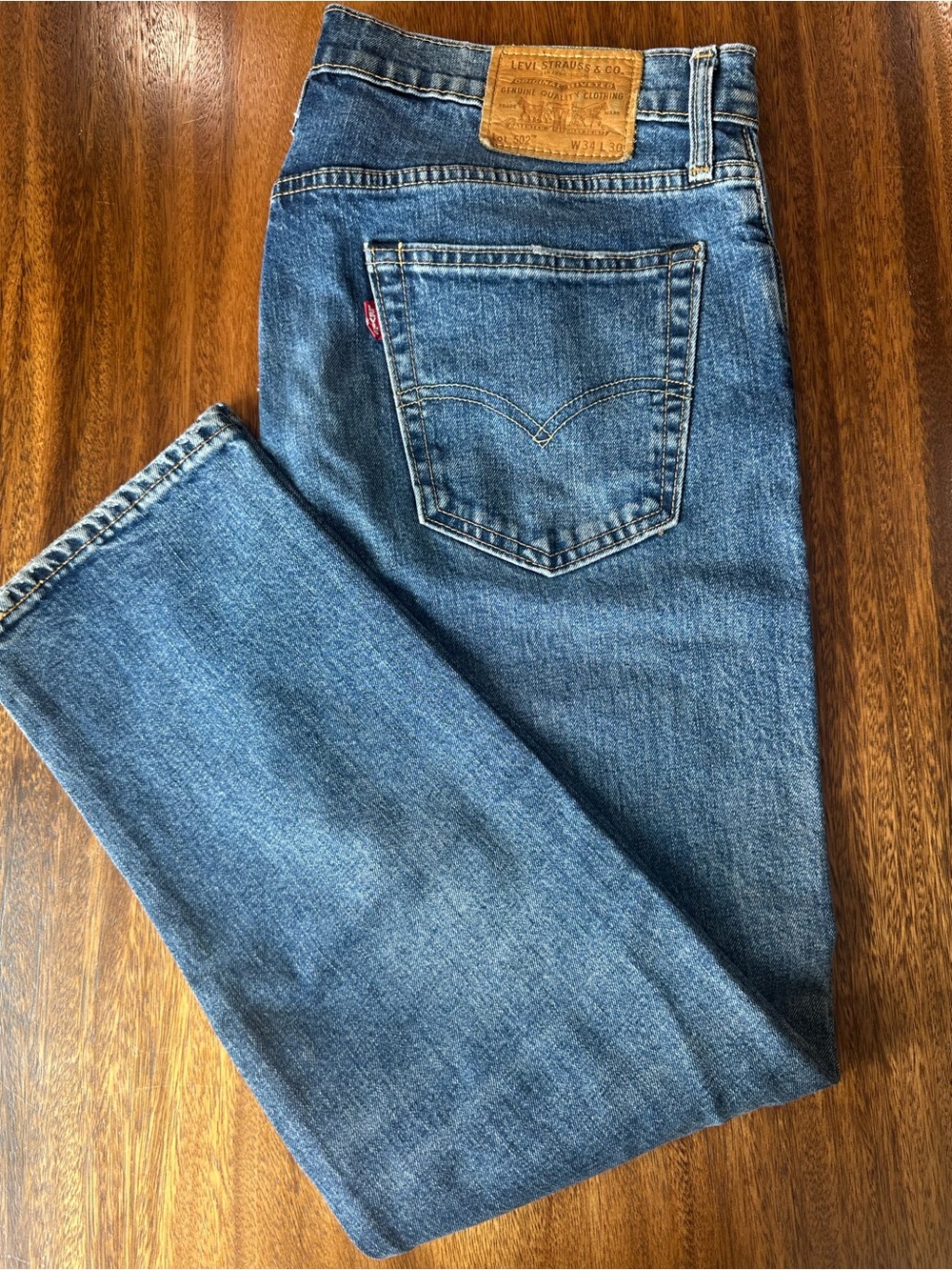 Levi’s 502 Premium Regular Taper Denim Jeans Mens 34x30 (34x29) Med Wash Big E